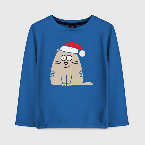 Детский лонгслив New Year Cat / Синий – фото 1