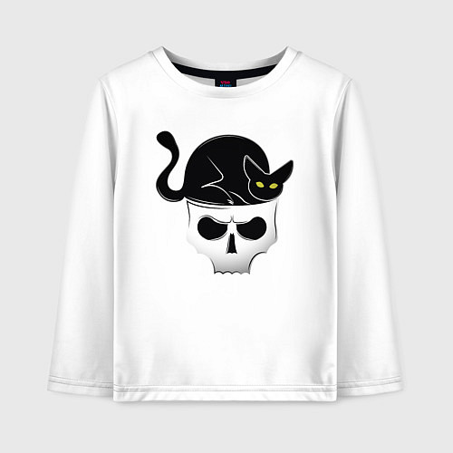 Детский лонгслив Skull Cat / Белый – фото 1