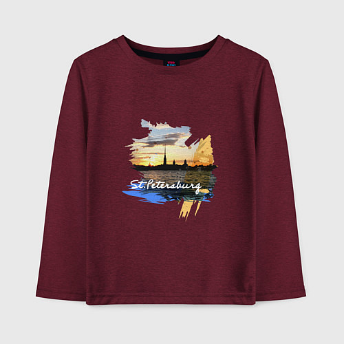 Детский лонгслив Travel Санк-Петербург / Меланж-бордовый – фото 1