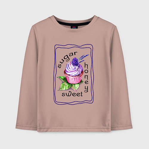 Детский лонгслив Сладкое пирожное / Пыльно-розовый – фото 1