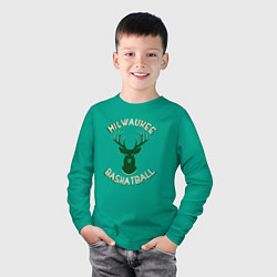 Лонгслив хлопковый детский Милуоки Бакс, цвет: зеленый — фото 2