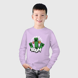 Лонгслив хлопковый детский Криперы Creepers и Динамит, цвет: лаванда — фото 2