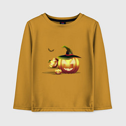 Лонгслив хлопковый детский Halloween, цвет: горчичный