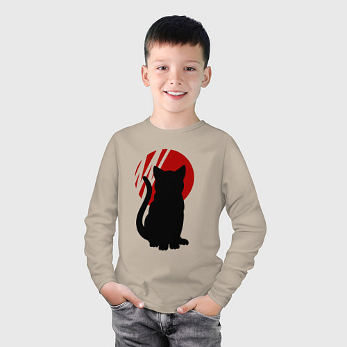 Детский лонгслив Black Cat / Миндальный – фото 3