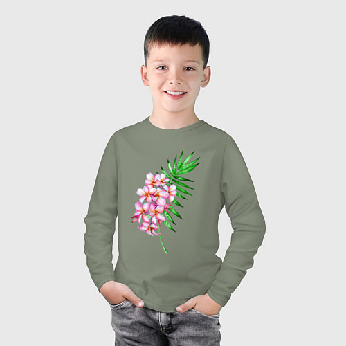 Детский лонгслив Цветущая ветка Акварель / Авокадо – фото 3