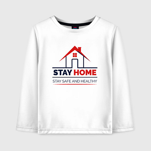 Детский лонгслив Stay Home / Белый – фото 1