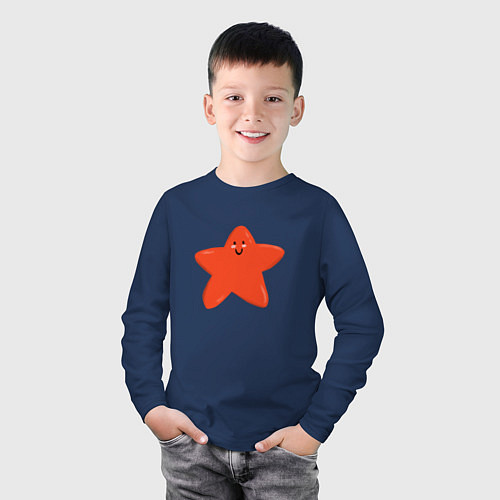 Детский лонгслив Звезда / Тёмно-синий – фото 3
