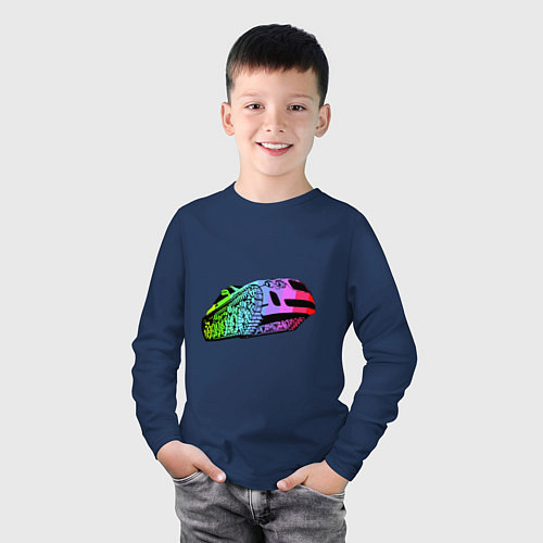 Детский лонгслив Красочный Бентли на Гусеницах / Тёмно-синий – фото 3