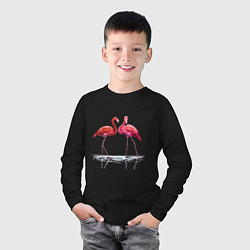 Лонгслив хлопковый детский Фламинго пара, цвет: черный — фото 2