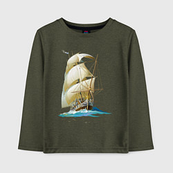 Лонгслив хлопковый детский Вперед к мечте, цвет: меланж-хаки