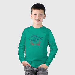 Лонгслив хлопковый детский Лучший рыболовный клуб, цвет: зеленый — фото 2