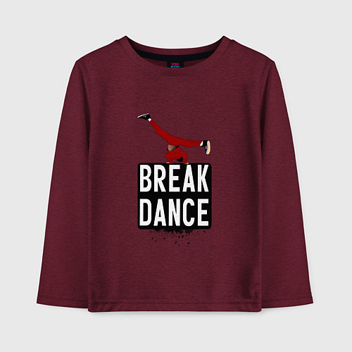 Детский лонгслив Break Dance / Меланж-бордовый – фото 1