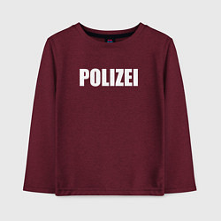 Лонгслив хлопковый детский POLIZEI Полиция Надпись Белая, цвет: меланж-бордовый