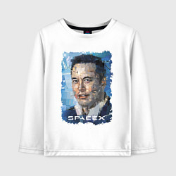 Лонгслив хлопковый детский Elon Musk, Space X, цвет: белый
