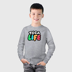 Лонгслив хлопковый детский Toca Life logo, цвет: меланж — фото 2
