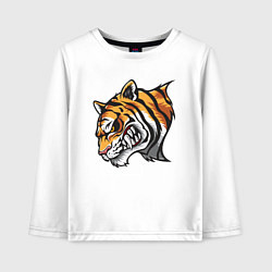 Лонгслив хлопковый детский Злобный Тигр, цвет: белый