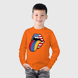 Лонгслив хлопковый детский Армения - США, цвет: оранжевый — фото 2