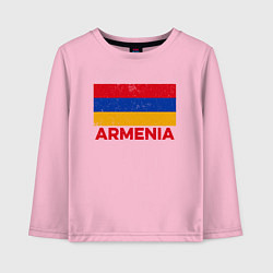 Лонгслив хлопковый детский Armenia Flag, цвет: светло-розовый