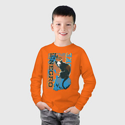 Лонгслив хлопковый детский Кот на черепе, цвет: оранжевый — фото 2