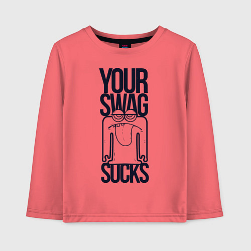 Детский лонгслив Человечек с высунутым языком / Коралловый – фото 1