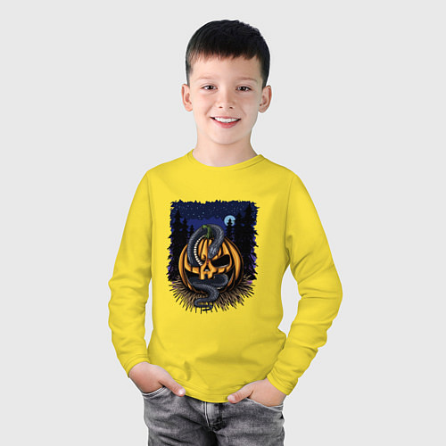 Детский лонгслив Тыквенсон и змея / Желтый – фото 3