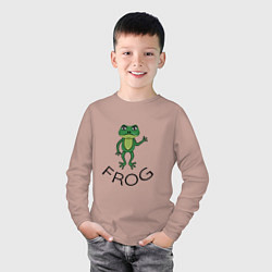 Лонгслив хлопковый детский Frog green, цвет: пыльно-розовый — фото 2