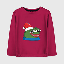 Лонгслив хлопковый детский Pepe, pepe happy, Пепе хеппи, pepe happy new year, цвет: маджента