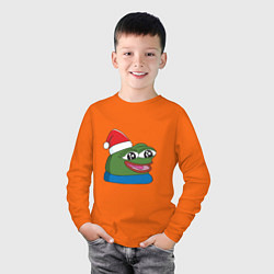Лонгслив хлопковый детский Pepe, pepe happy, Пепе хеппи, pepe happy new year, цвет: оранжевый — фото 2