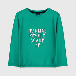 Лонгслив хлопковый детский Normal people scare me аиу, цвет: зеленый