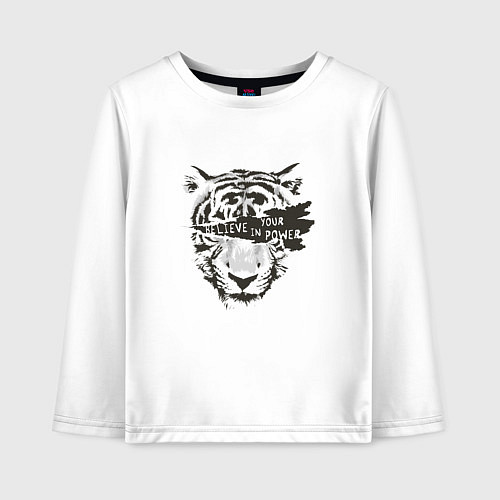 Детский лонгслив Тигр Верь в свою силу / Белый – фото 1