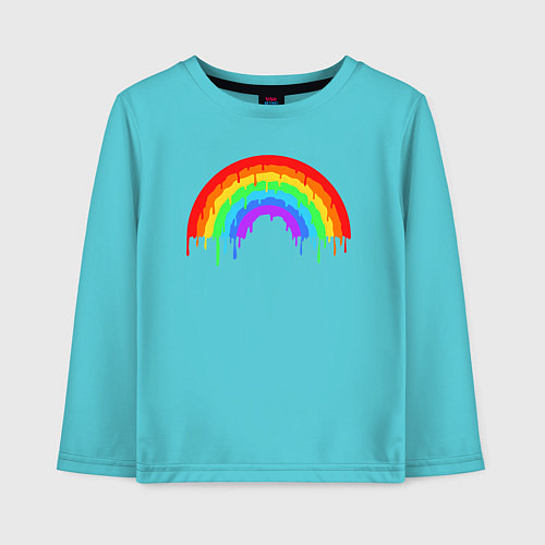 Детский лонгслив Colors of rainbow / Бирюзовый – фото 1
