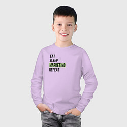 Лонгслив хлопковый детский Eat Sleep Marketing Repeat, цвет: лаванда — фото 2