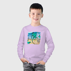 Лонгслив хлопковый детский Squid Game, цвет: лаванда — фото 2