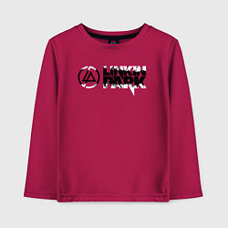 Лонгслив хлопковый детский Линкин Парк Лого ЧБ Рок Linkin Park, цвет: маджента