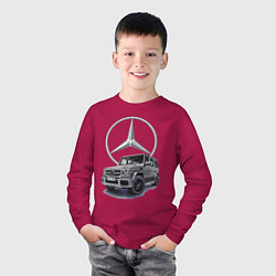 Лонгслив хлопковый детский Mercedes Gelendwagen G63 AMG G-class G400d, цвет: маджента — фото 2