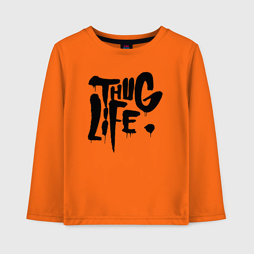Детский лонгслив Thug life Жизнь Головореза / Оранжевый – фото 1