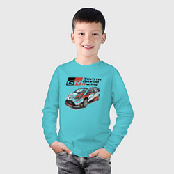 Лонгслив хлопковый детский Toyota Yaris Racing Development, цвет: бирюзовый — фото 2