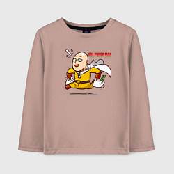 Лонгслив хлопковый детский Счастливый Сайтама с пакетами продуктов One Punch-, цвет: пыльно-розовый