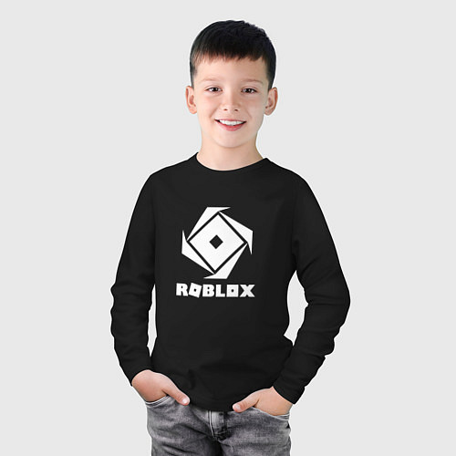 Детский лонгслив ROBLOX WHITE LOGO / Черный – фото 3
