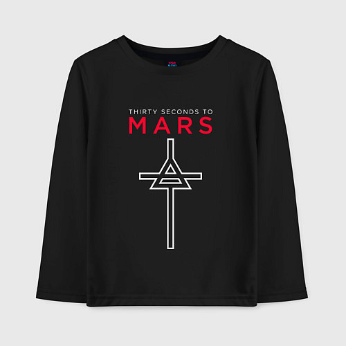 Детский лонгслив 30 Seconds To Mars, logo / Черный – фото 1