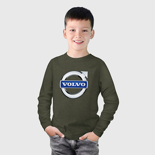Детский лонгслив Volvo, логотип / Меланж-хаки – фото 3