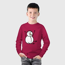 Лонгслив хлопковый детский Снеговик в дудл-стиле, цвет: маджента — фото 2