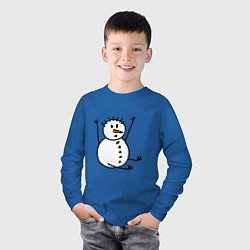 Лонгслив хлопковый детский Снеговик в дудл-стиле, цвет: синий — фото 2