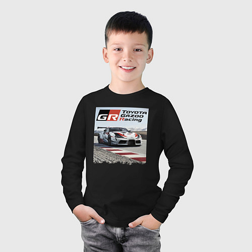 Детский лонгслив Toyota Gazoo Racing - легендарная спортивная коман / Черный – фото 3