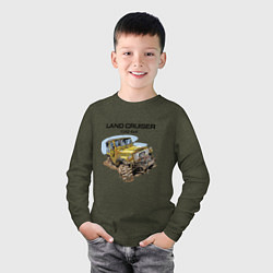 Лонгслив хлопковый детский Toyota Land Cruiser FJ 40 4X4, цвет: меланж-хаки — фото 2