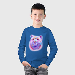 Лонгслив хлопковый детский Неоновый медведь, цвет: синий — фото 2