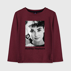 Лонгслив хлопковый детский Одри Хепбёрн 88, цвет: меланж-бордовый