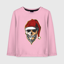 Лонгслив хлопковый детский Santa Skull, цвет: светло-розовый
