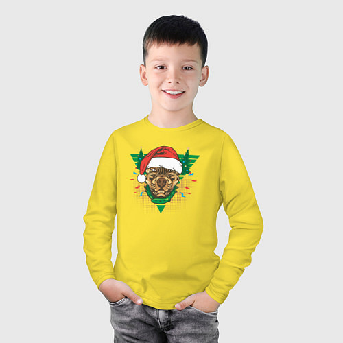 Детский лонгслив Christmas Dog / Желтый – фото 3