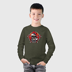 Лонгслив хлопковый детский Skull Santa, цвет: меланж-хаки — фото 2